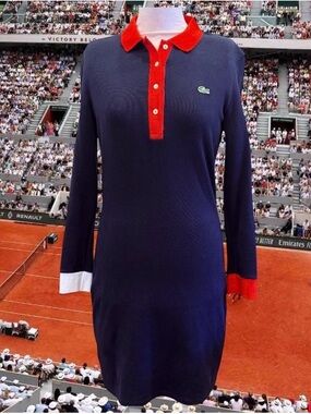 Lacoste Womens Sz 38 US M Jersey Polo Dress Made in France Cotton Blend Stretch